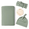 Newborn Baby Receiving Blanket with Matching Headband and Beanie Set Baby Swaddle Nursery Swaddle Wrap Set of 4 2