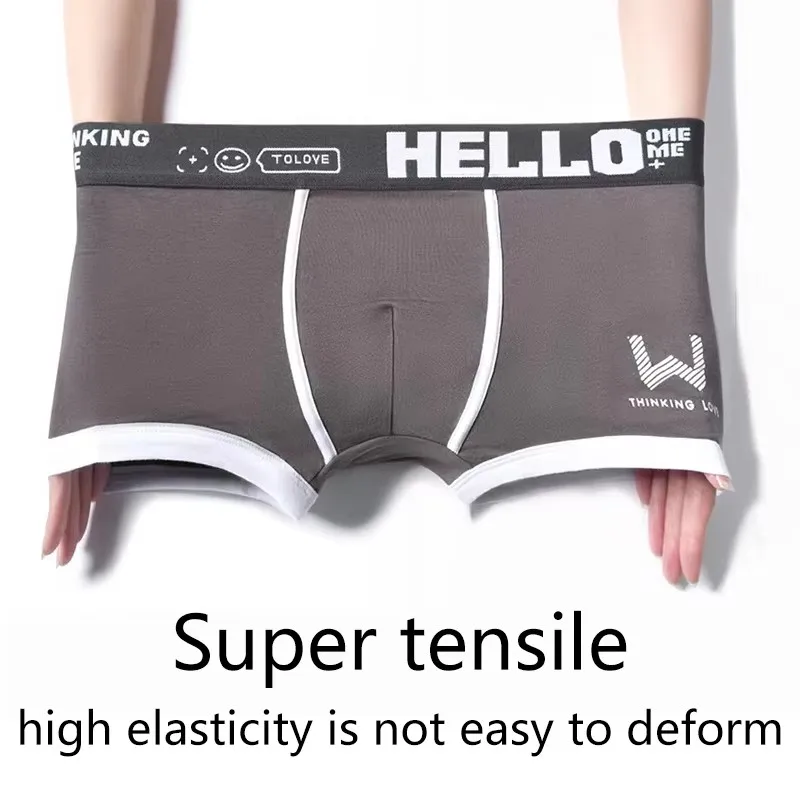 1 PCS 2024 Men's Underwear Cotton Underwear Letter Waistband Comfortable Breathable Soft Boxer Fashion Casual Sports Shorts 4