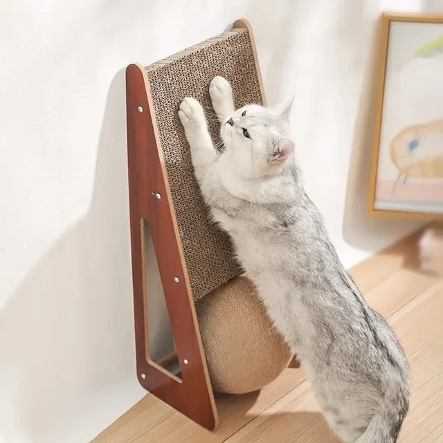 New Cat scratching board with vertical ball detachable scratching cat toy claw resistant to scrapping pet furniture 5