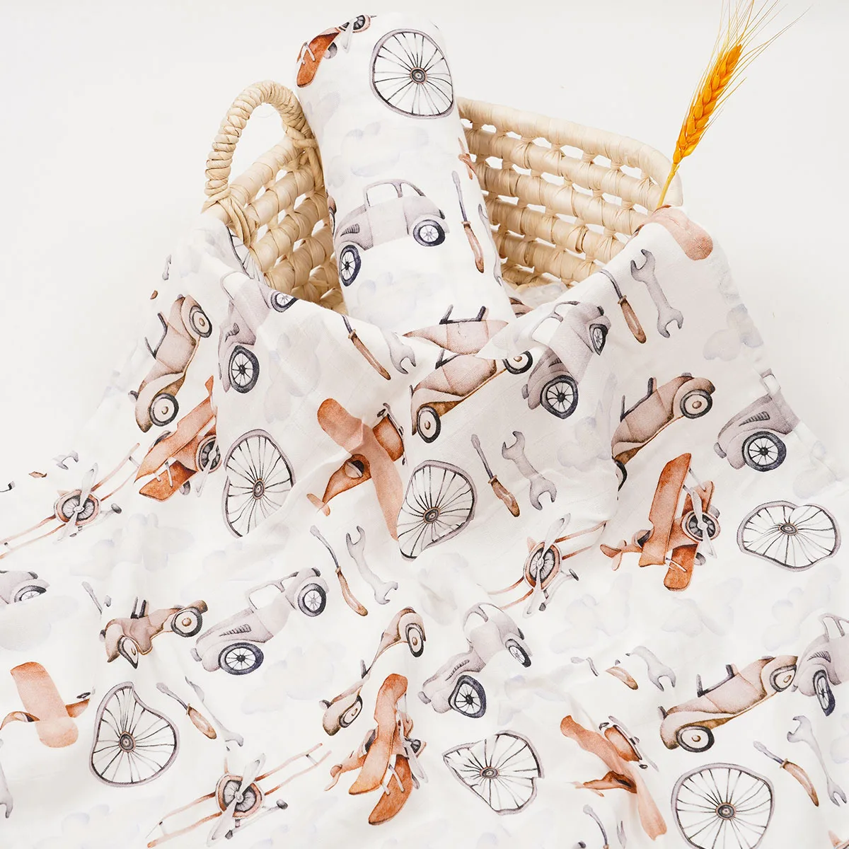 1pcs Bamboo Cotton Muslin Swaddle Blankets 120*110cm 2 Layers Newborn Baby Bath Towel Wrap