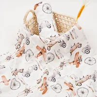 Elinfant Digital Print 1pcs Bamboo Cotton Muslin Swaddle Blankets High Quality 120*110cm 2 Layers Newborn Baby Bath Towel Wrap 1