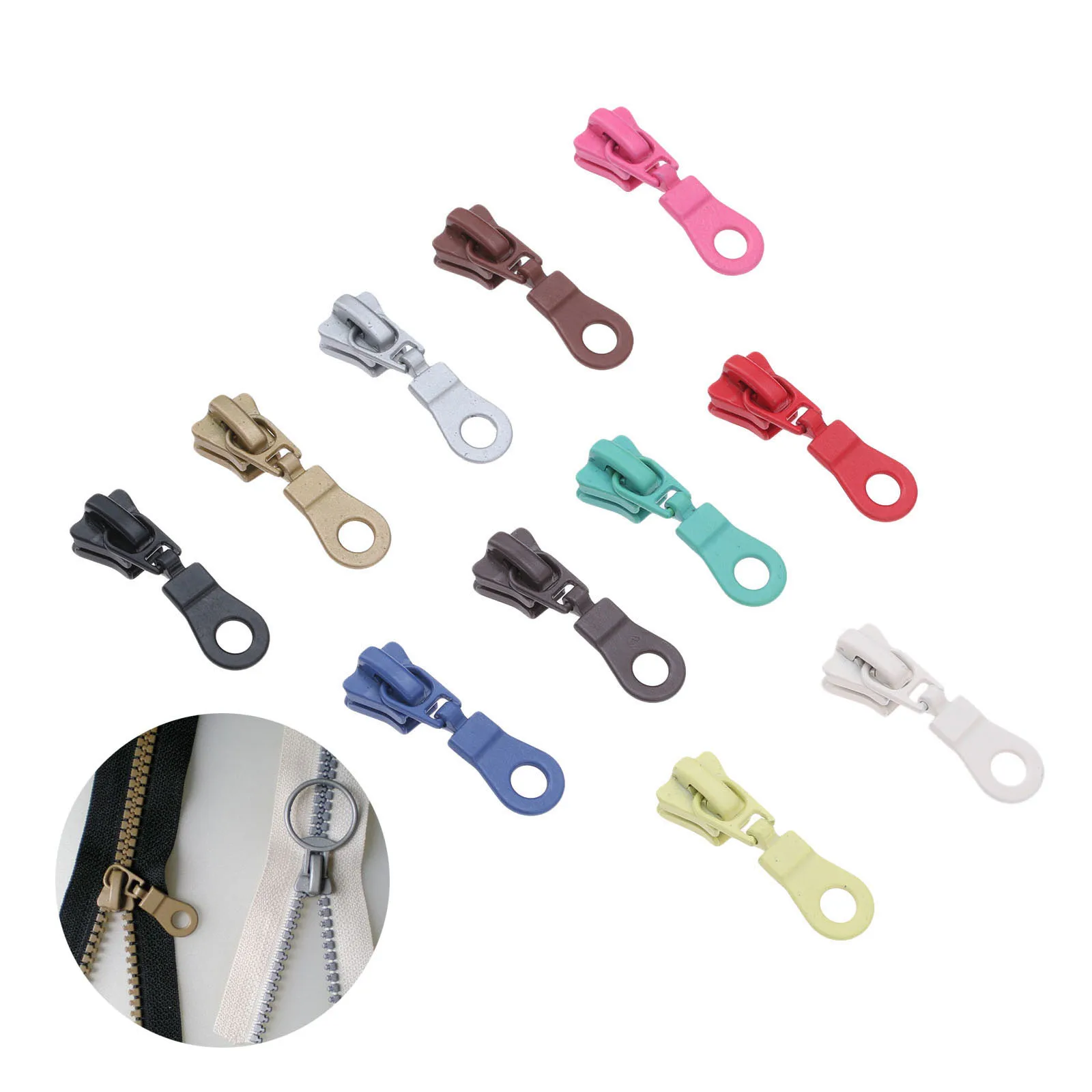 10Pc 5# Metal Zipper Sliders Zipper Head for Resin Zip Puller Slider DIY Sewing Garment Clothes Bag Repair DIY Craft Accessories zipper repair kit,zipper pullers,zipper sliders,zipper heads,zipper accessories