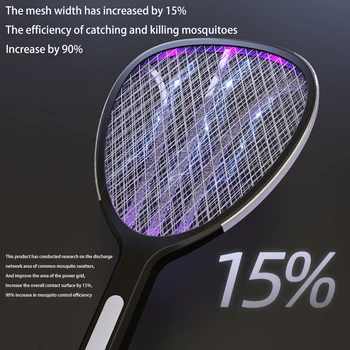 3 In 1  Widening of The Power Grid Electric Mosquito Swatter 3000V C-type Charging Mosquito and Fly Killer 4