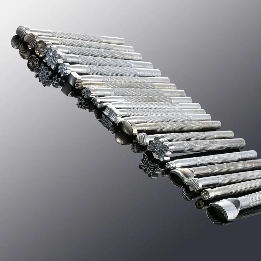 Description Picture 3 of itemMetal Leather Working Saddle Making Tools Carving Leather Craft Stamps Leather Stamping Solid DIY Printinting Staming