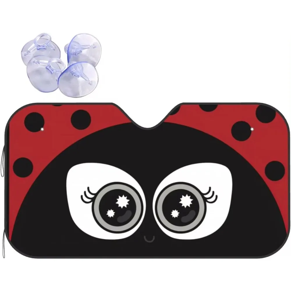 Cute Ladybug Windshield Sun Shade Front Protector Folding Car Sun Visor Blocks Uv Rays Keeps Your Vehicle Cool