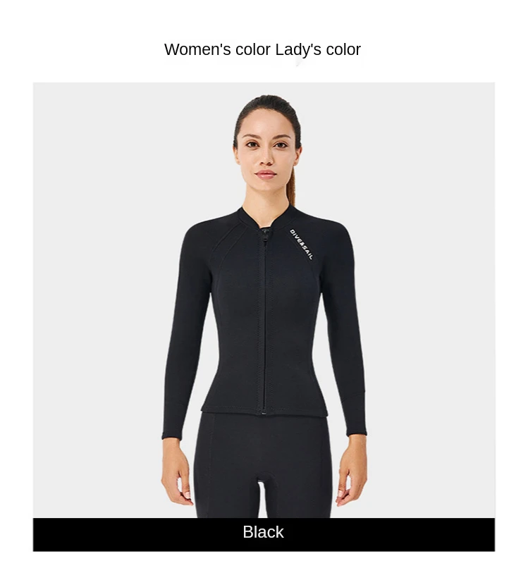 Description Picture 5 of itemMen Women Wetsuit Jacket 2mm Neoprene Tops Long Sleeve Black Grey For Kayak,Skin Dive, Surfing Suit, Diving Gear