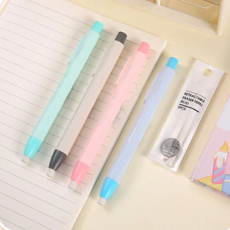 Automatic Press Retractable Pencil Erasers for School Office
