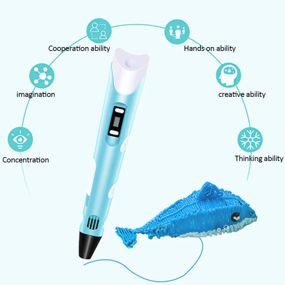 3D Pen LCD Screen 3D Printing Pen PLA Filament Creative Birthday Christmas Toy Gift Kids Design Drawing Printer Drawing 3d printing pen