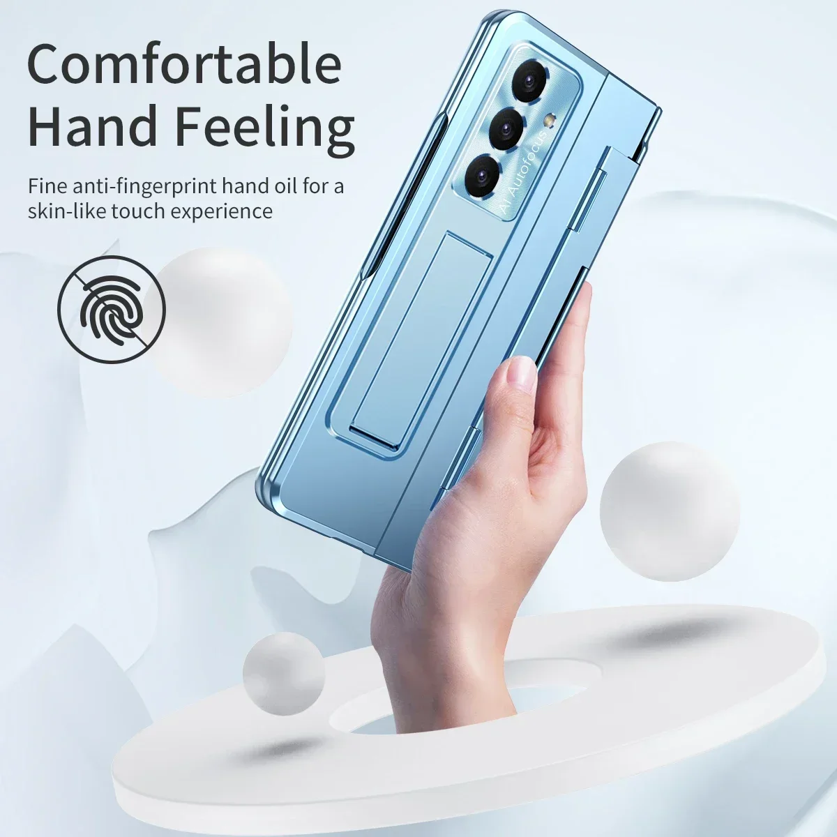 Elegant Pure Color Shockproof Folding Cover with Flat Hinge Support