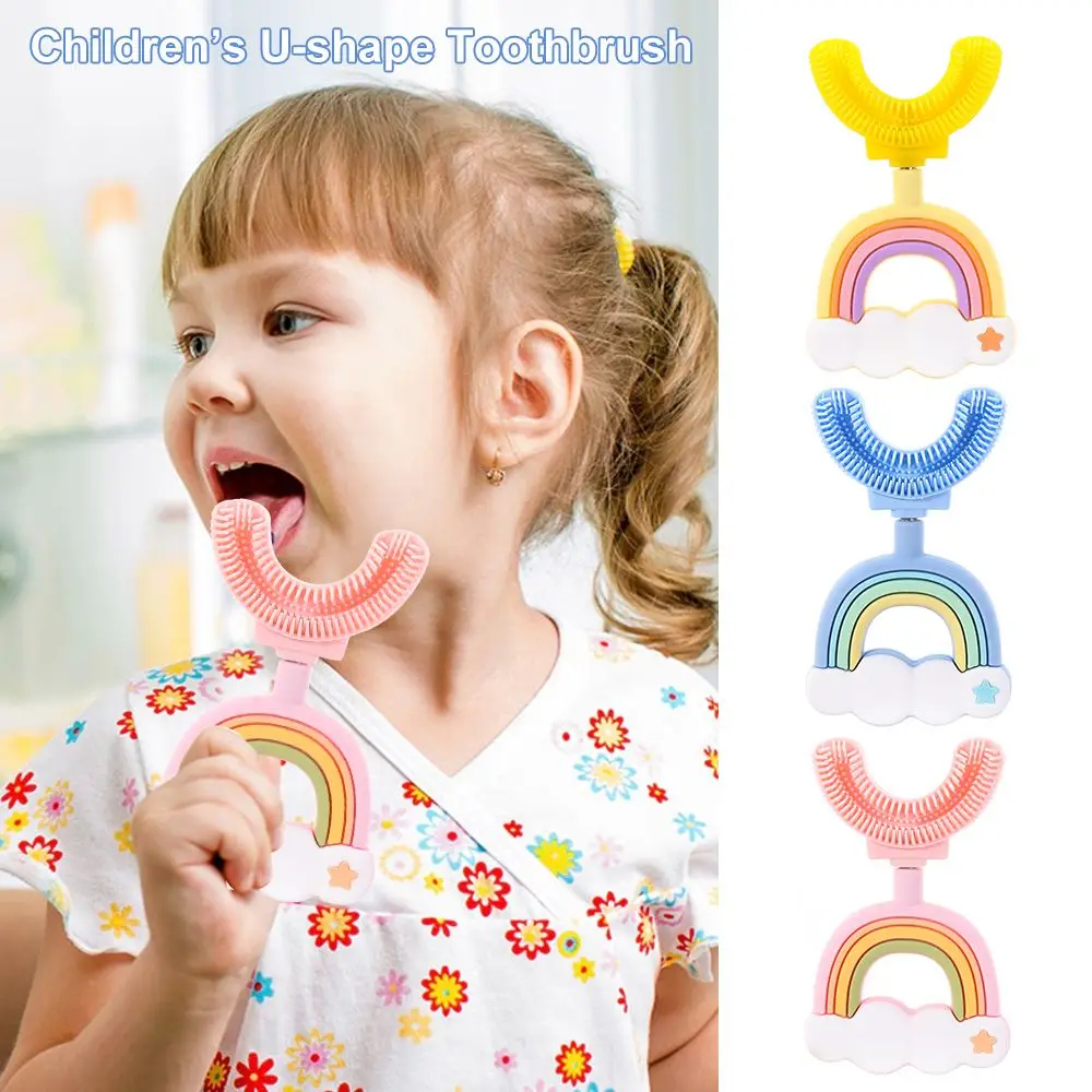 

Пластиковая детская зубная щетка Oral Infant Rainbow, 360 °, тщательное очищение, U-образная зубная щетка, зубная щетка для чистки