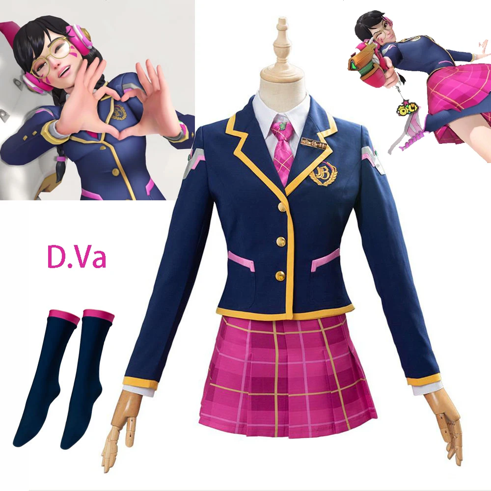 

Game Overwatch D.Va Cosplay Costumes Jk Uniform Role Play Carnival Halloween ComiCon Suit For Women