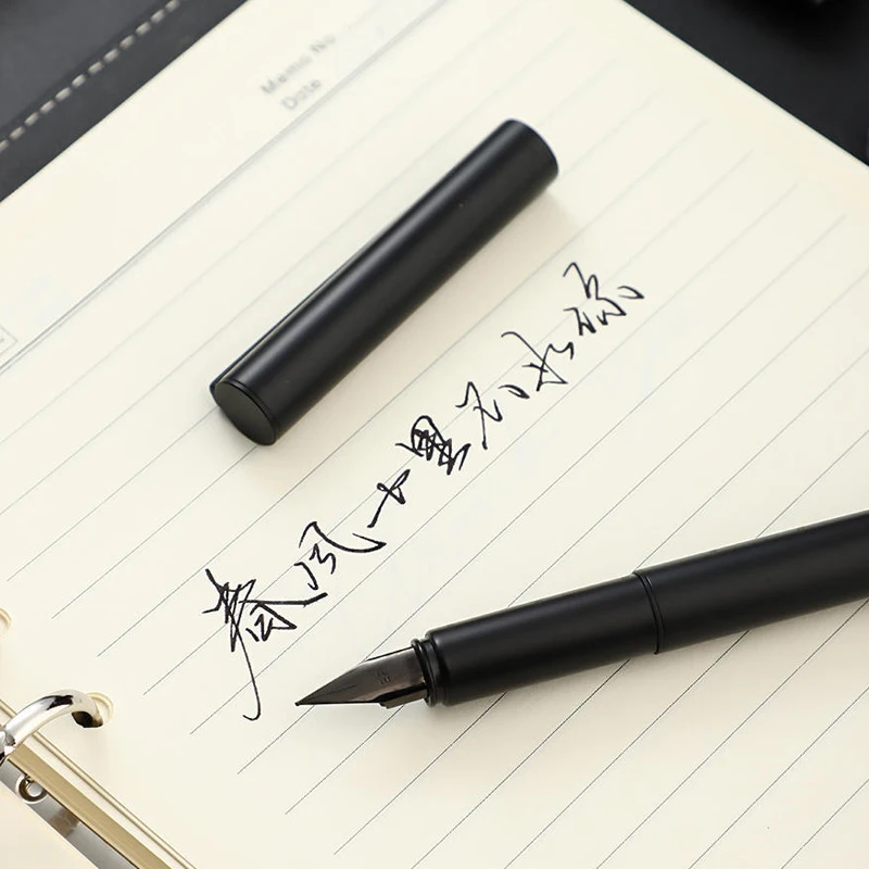 Premium Stainless Steel Extra Fine Nib Fountain Pen - Ultra Black Finish for Business and Calligraphy