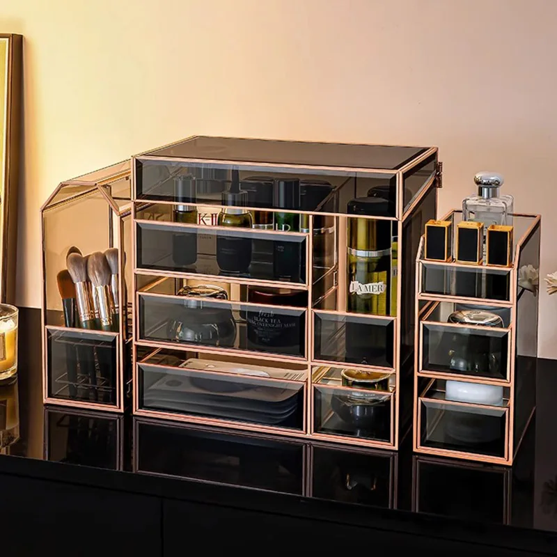 

Jewelry Desk Acrylic Box Makeup Closet Transparent Home Organizer Drawer Plastic Caja Organizadora Household Products CY50SN