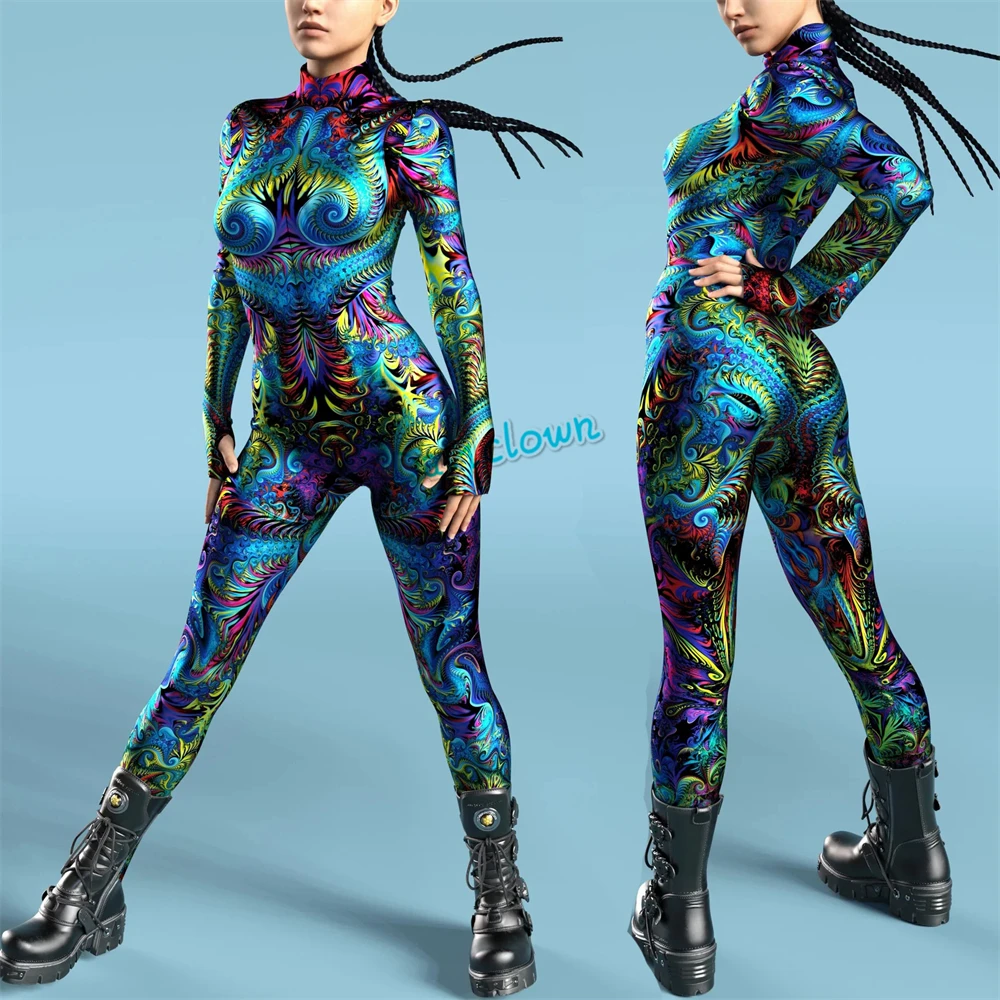 

Video Game Multicolour Printing Jumpsuit Cosplay Costume Women Kids Sexy Slim Spandex Bodysuit Halloween Carnival Party Rompers