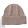 100%Pure Cashmere Beanies For Women Winter Warm Soft Solid Color Knitted Hat Y2K Korea Fashion Flipped Heap Pullover Cap Girl 2