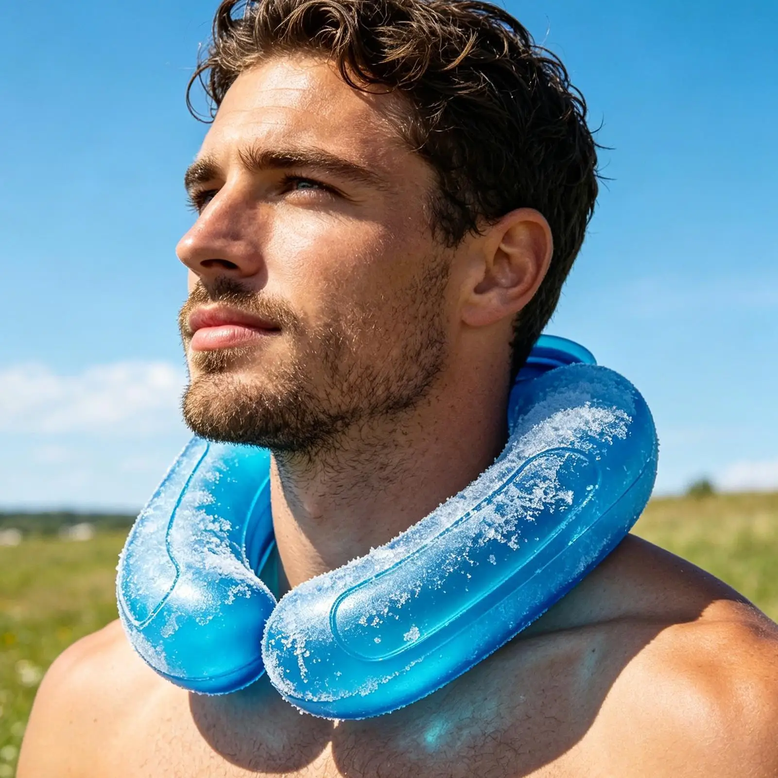 Tubo Refrigerante per il Collo, Fascia Ghiacciata Riutilizzabile Senza Mani e Anti-perdita, Raffreddatore Portatile per Sport all'Aperto, Corsa, Ciclismo, Escursionismo, Viaggi Estivi
