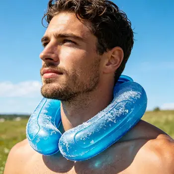 Tubo Refrigerante per il Collo, Fascia Ghiacciata Riutilizzabile Senza Mani e Anti-perdita, Raffreddatore Portatile per Sport all'Aperto, Corsa, Ciclismo, Escursionismo, Viaggi Estivi