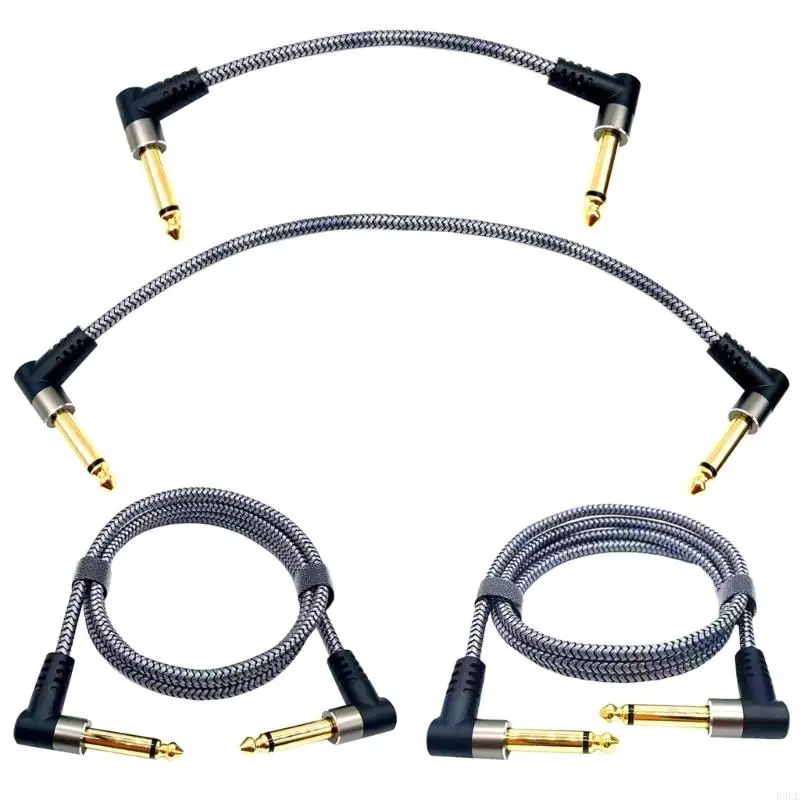 E9LE Guitar Patches Cables 6.35MM Effects Pedal Board Cord Pedal Board Cable Nylon Braided Cable Connector