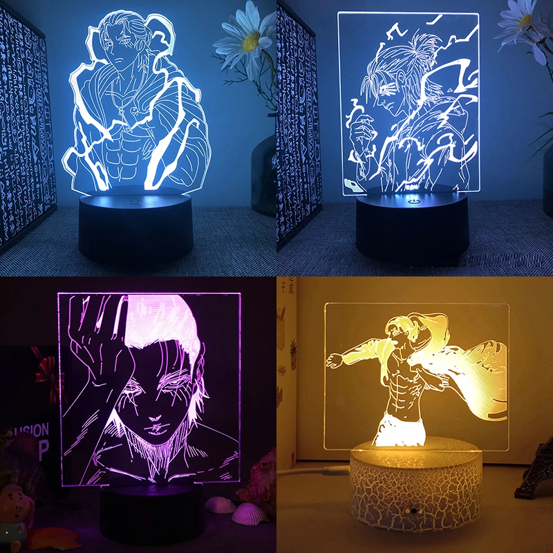 

Attack On Titan Shingeki No Kyojin Eren Yeager Jaeger 3d Led Lamp For Bedroom Manga Night Light Anime Action Figure