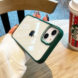 Elegant Transparent Metal Lens Protection Phone Case - Shockproof Soft Bumper Cover - iPhone 14 Pro (Alpine Green)