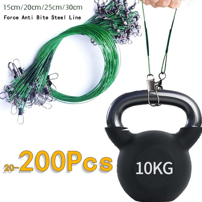 สายเอ็นตกปลาเหล็กแข็งแรงพิเศษ ทนทานต่อการกัด พร้อมตัวล็อคแบบหมุนได้ ขนาด 200/100/60/20 ชิ้น 1