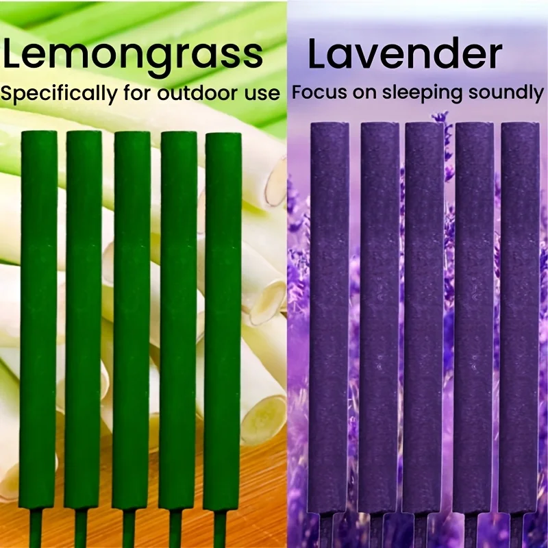 Ulepszone, grube kadzidła - długotrwałe, dwukomponentowe zapachy lawendy i cytronele, do użytku na zewnątrz/wewnątrz, do jogi, medytacji