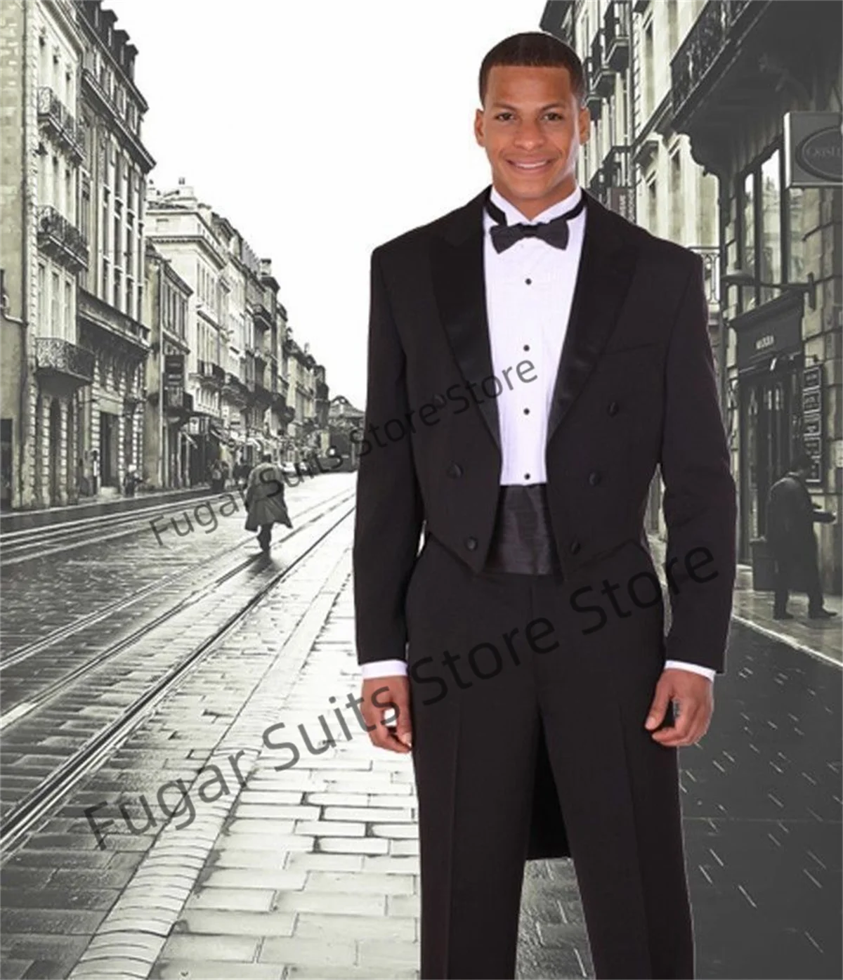 Prom Suits For Men Fashion Long Slim Fit Double-breasted Wedding Groom Tuxedos 2 Pieces Sets Classic Male Blazer Ropa Hombre