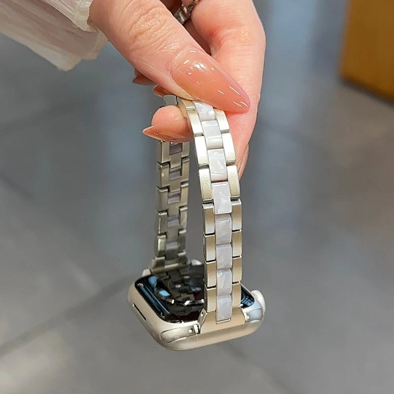 Elegant Thin Metal Resin Strap Women's Bracelet