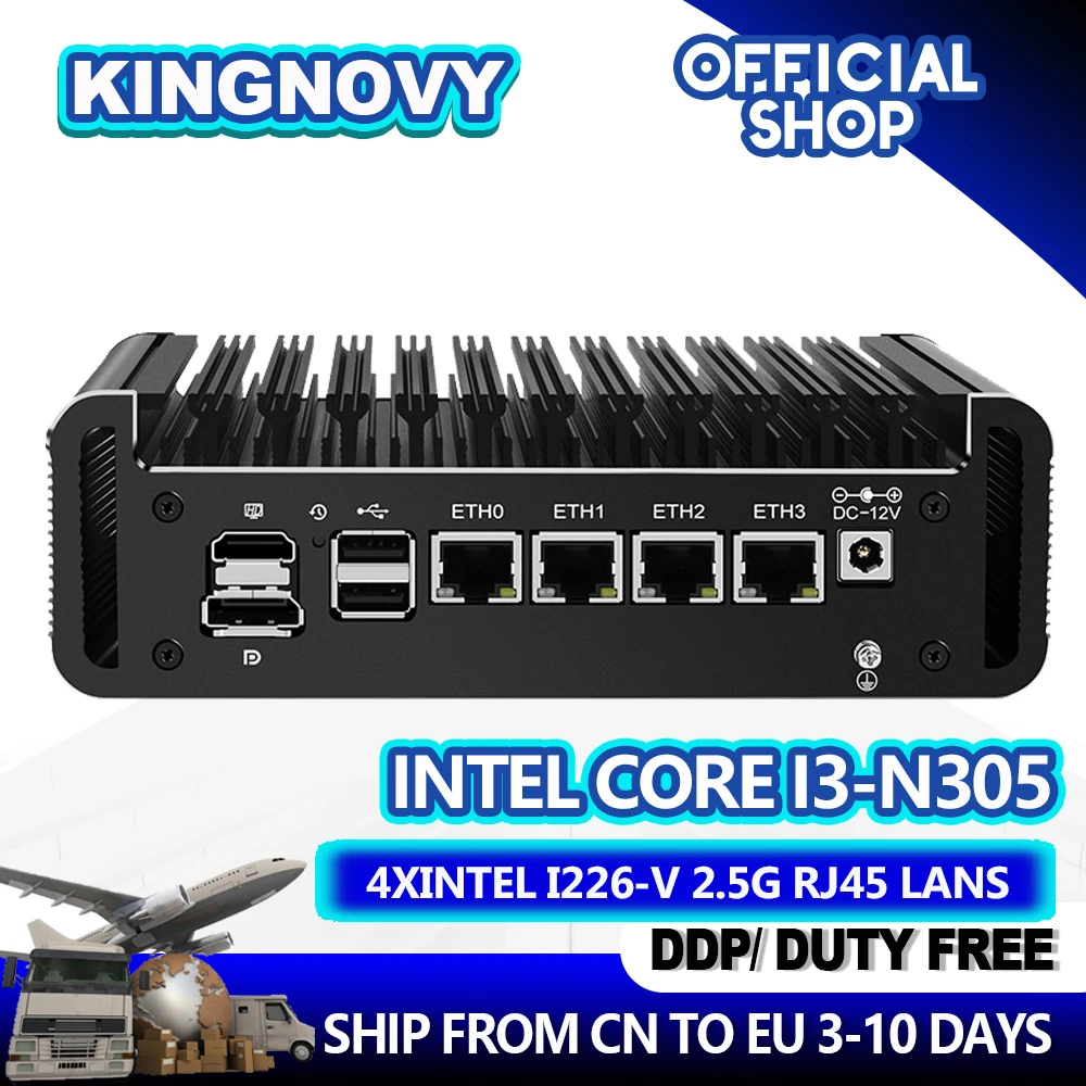 

12th Gen Intel Firewall Mini PC Alder Lake i3 N305 8 Core N200 N100 DDR5 4800MHz 4xi226-V 2.5G Fanless Soft Router Proxmox Host