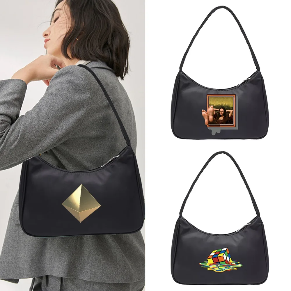 Women Armpit Shoulder Bag Purse Clutch new nylon Casual Shopping Zipper Underarm Bags lady Summer 3D Series Print Handbags