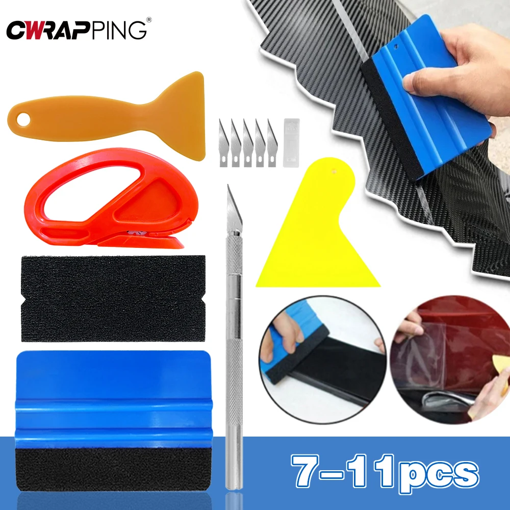 Car Film Wrap Tools Vinyl Spatula Scraper Cutter Wrapping Tools Squeegee Set for Vehicle Window Auto Body Tint Car Accessories | car wrapping tools,vinyl squeegee,window tinting squeegee,automotive film tools