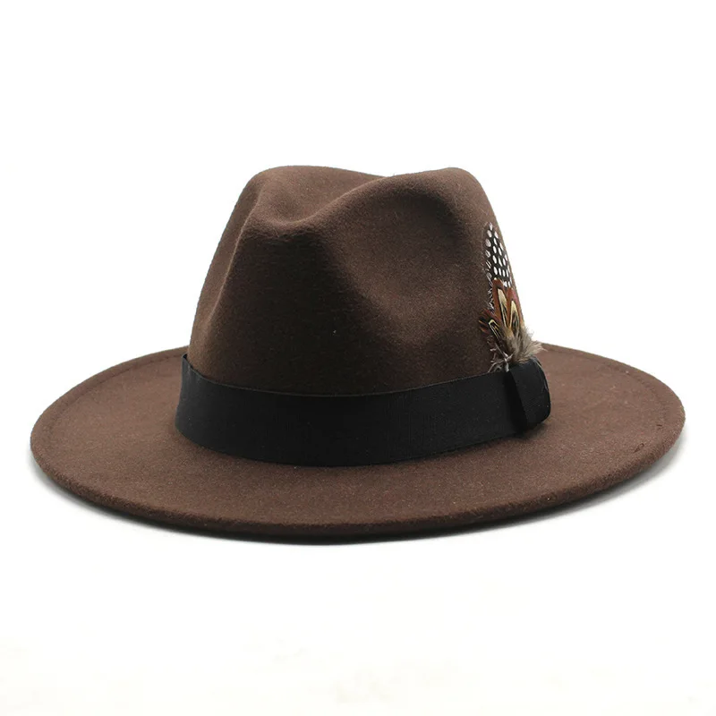 Männer/Frauen Vintage breite Krempe Hut Kirche Party Damen Filz Jazz Cap Cowboy Party Hut Jazz Hut – Detail 13