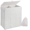 Imitation Rattan Folding Bedroom Living Room Household Cover Dirty Clothes With Double Compartments Toy Storage laundry Basket G 5