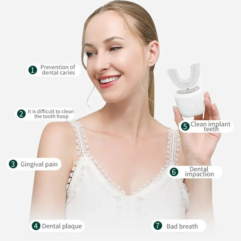 2026 성인용 새로운 전동 칫솔 자동 USB 충전 U자형 칫솔 360도 지능형 충전식 칫솔