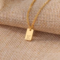 Tiny Square Initial Letter Necklaces For Women Gold Plated Stainless Steel Engraved Letter Necklace Aesthetic Birthday Jewelry - Image 3