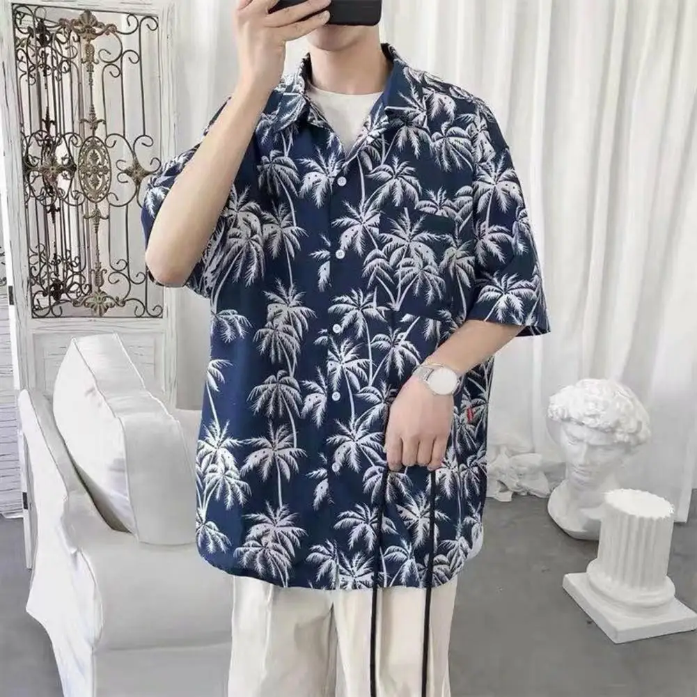 

Men Short Sleeve Shirt Printed Men Casual Top Tropical Tree Print Men's Hawaiian Shirt with Quick Dry Technology for Vacation