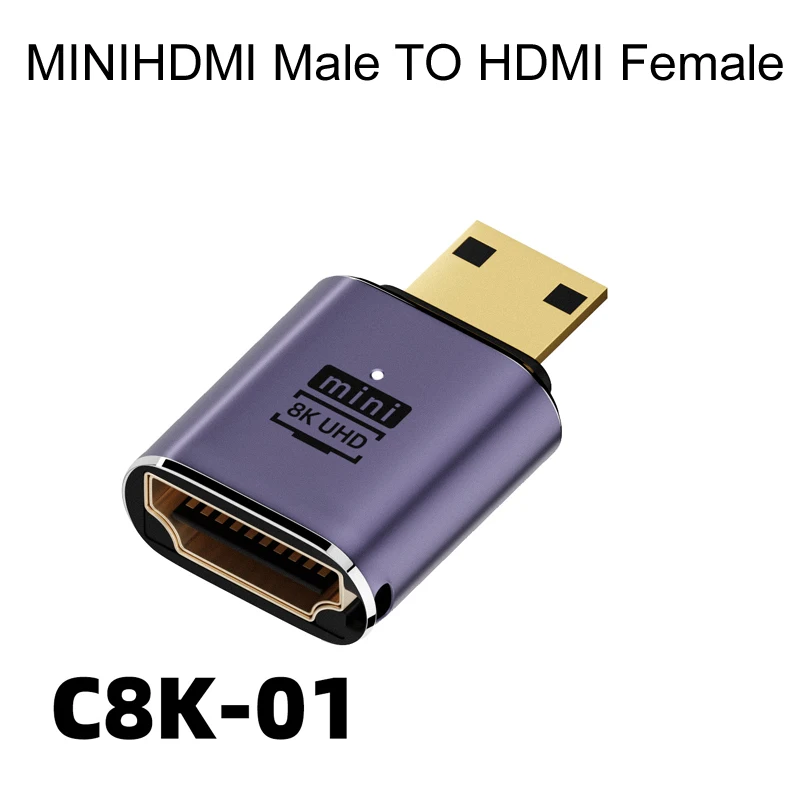 Mini MINIHDMI/Micro HDMI MicroHDMI TO HDMI-Compatible Adapter 90 270 Degree Right Angle Male to Female Converter 8K@60HZ HD Conn