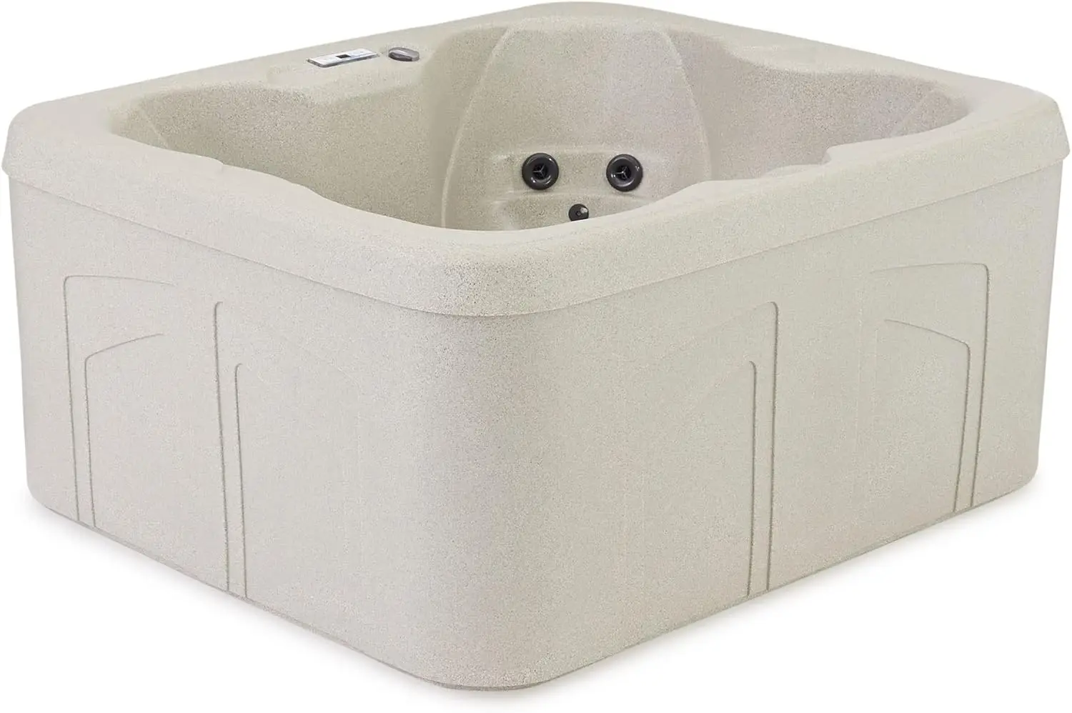 4 Person Plug and Play Hot Tub and Outdoor Spa with 13 Jets Black Cover Digital Control Panel Powerful 1.0HP Pump Beige