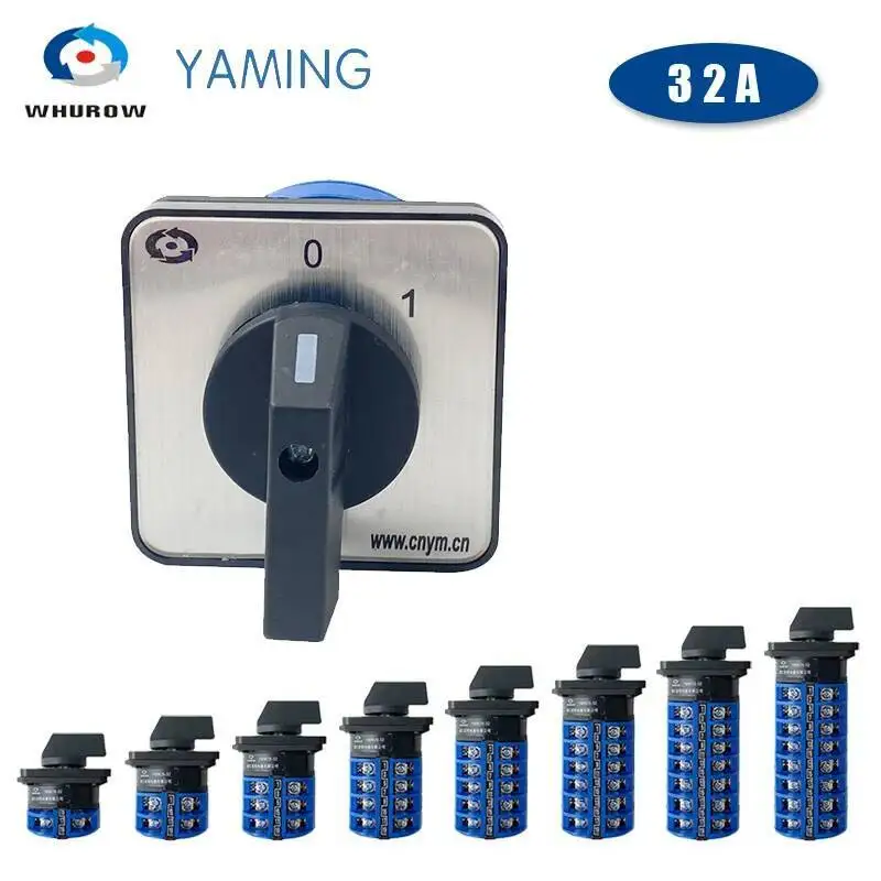 OFF-ON Deux Positions LW26 32A Argent Contact 1-8 Pôles Commutateur À Came De Changement De Sélecteur À Distance LW28-32 YMW26