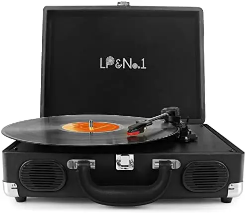 

LP&No.1 Portable Suitcase Turntable with Stereo Speaker,3 Speeds Belt-Drive Vinyl Record ,Classic Blue