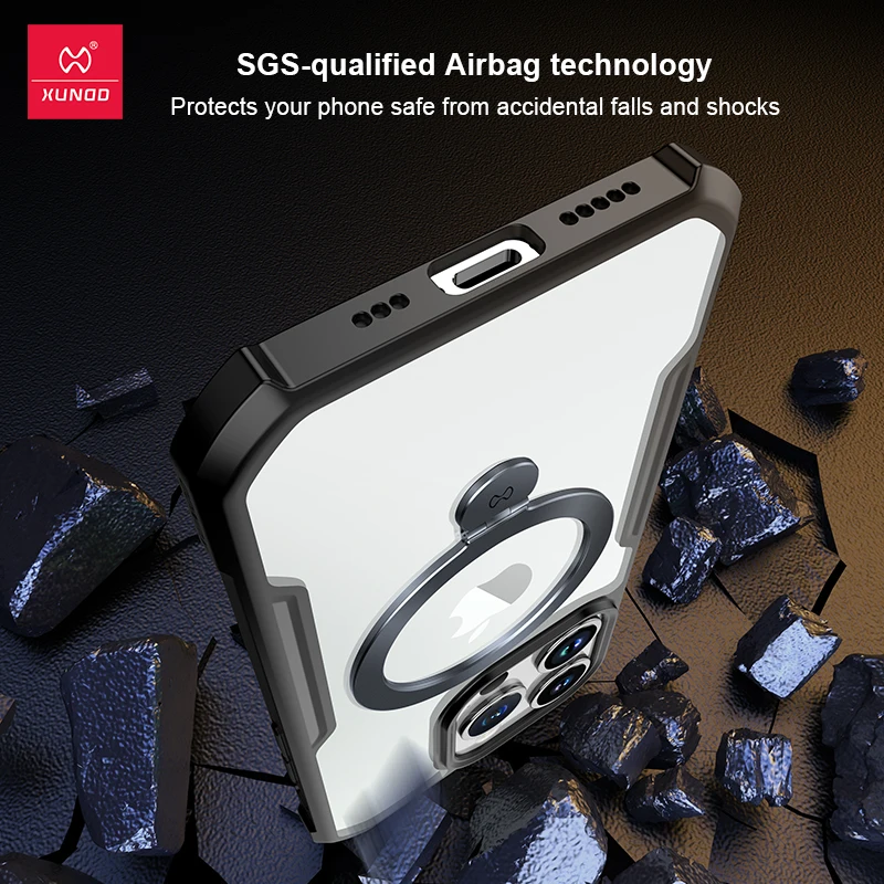 Xundd Case For iPhone 15 Pro Max 15 Pro Plus + Magnetic Holder Case For Wireless Charging Airbag Shockproof Shell Lens Protect