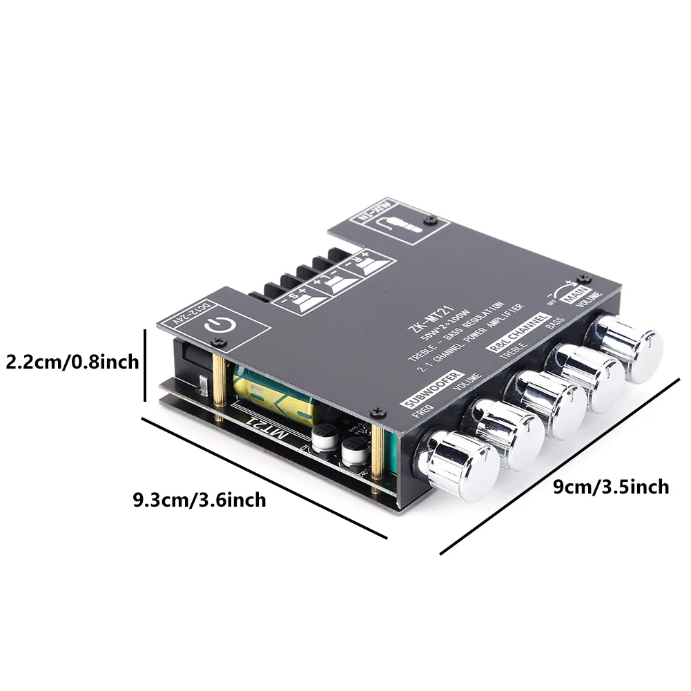 ZK-MT21 디지털 파워 서브우퍼 앰프 보드, 2x50W + 100W 2.1 채널 BT5.0 AUX