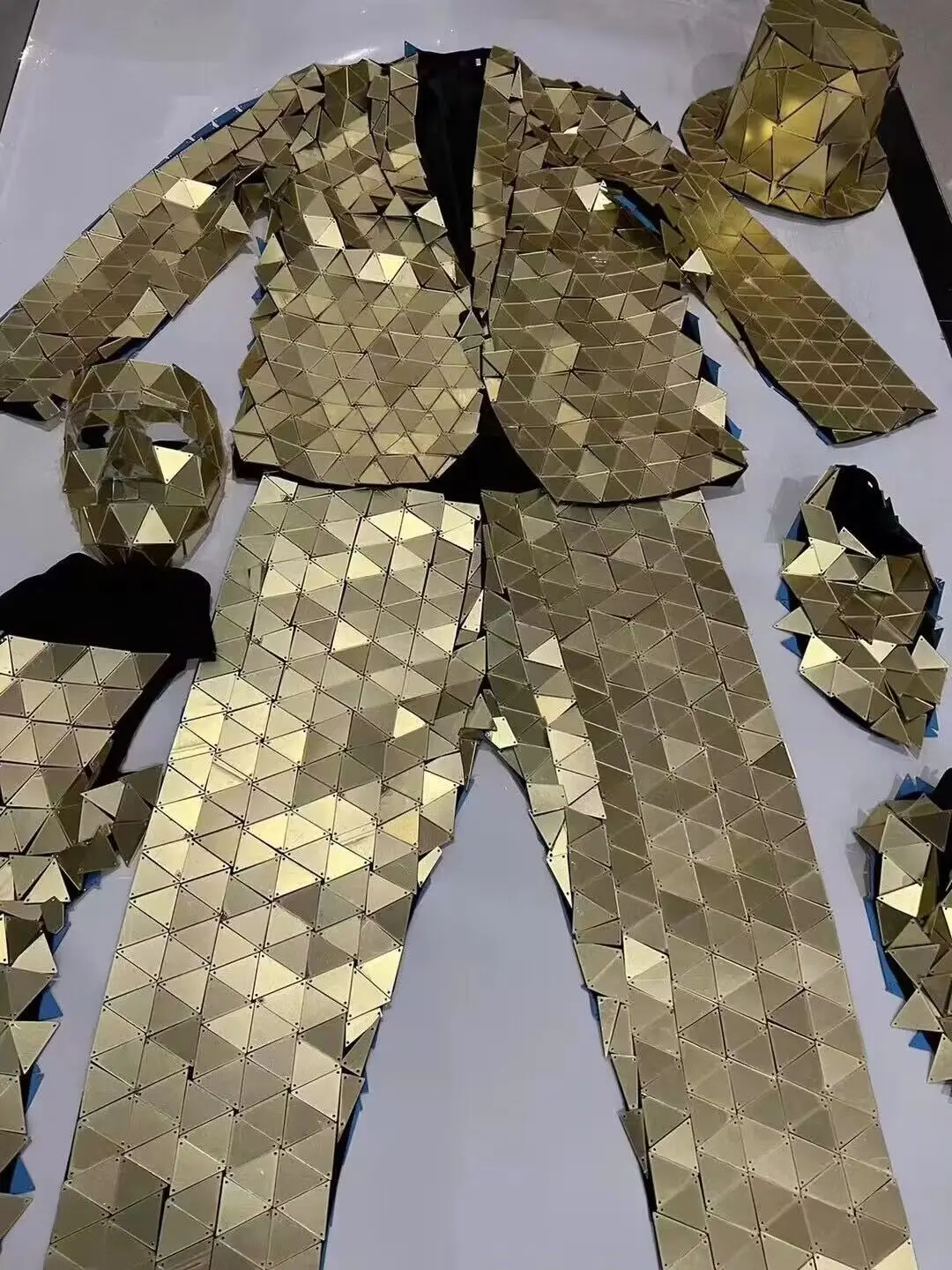 Mirror Men Costume Glass man stage show cloth Birthday Party Robot dancer Modern Singer Outfit