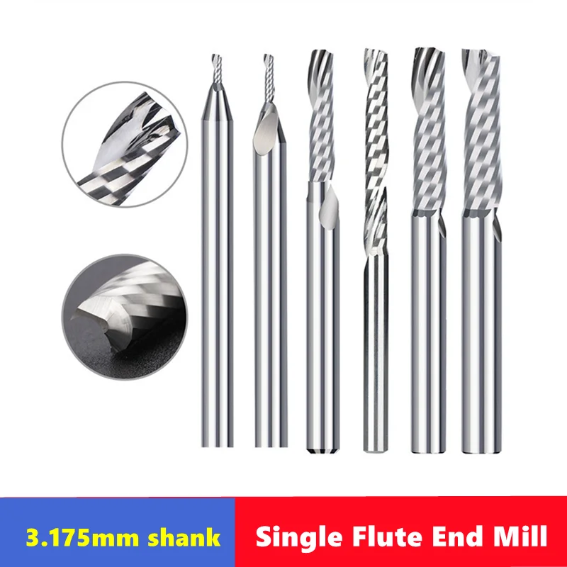 10 Pezzi 3.175 Mm / 4 Mm / 6 Mm su Tagliare Due Flauti A Spirale Utensile in Metallo Duro, per Fresa CNC A Compressione per Router di Legno, 10 Pezzi 6X22