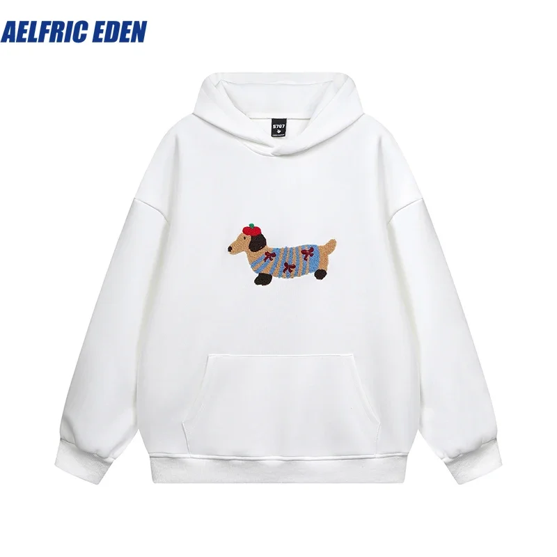 Aelfric Eden 2024 Knitting Embroidery Cartoon Dog Hoodie