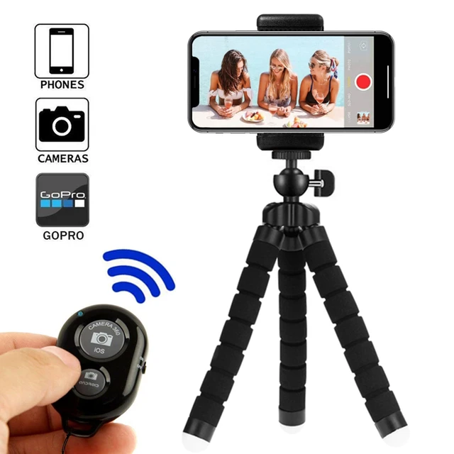 Trípode flexible para teléfono celular y obturador de cámara con control  remoto Bluetooth, para iPhone, Samsung Galaxy y muchos más, soporte estilo