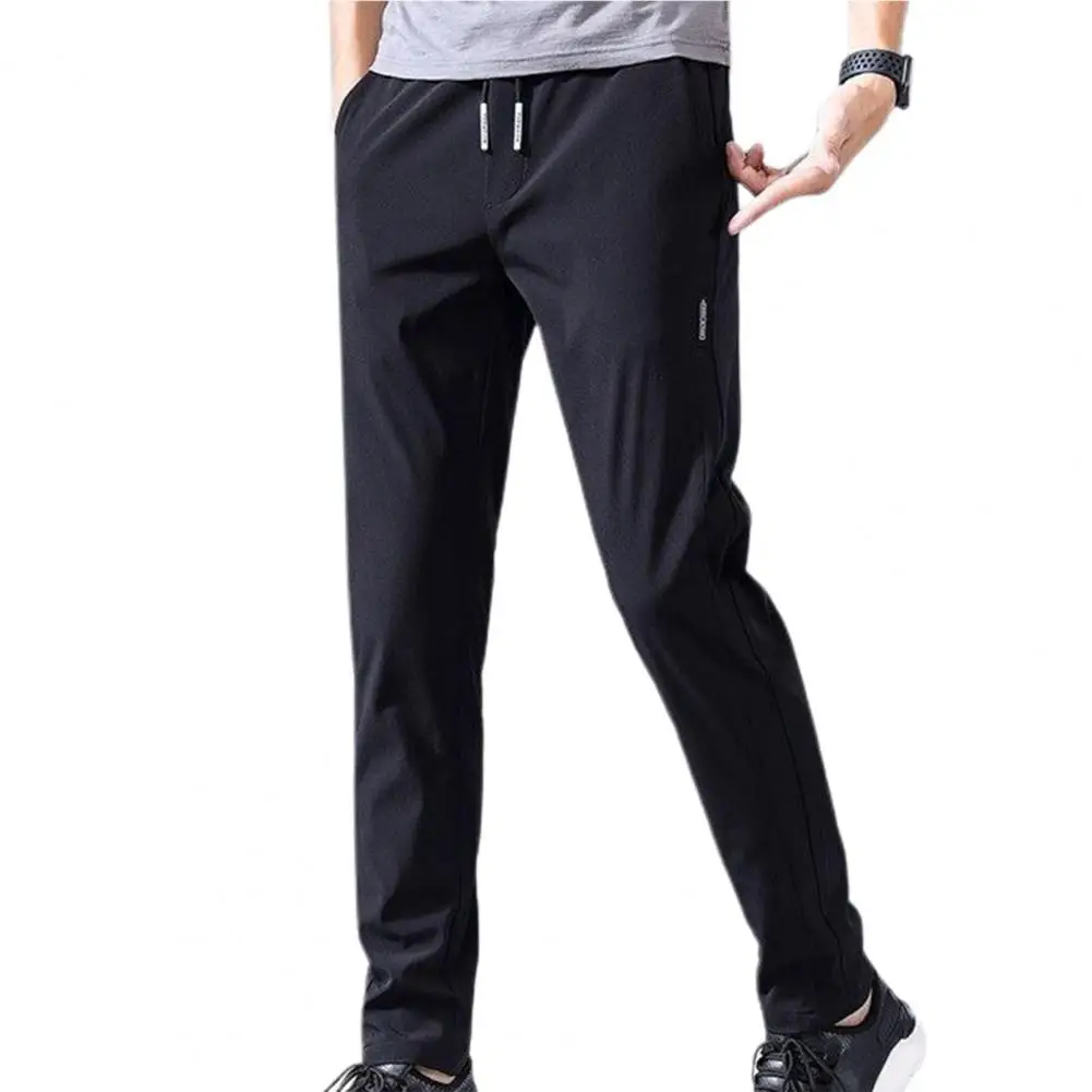 Men Trousers Spring Summer Men Pants Elastic Waist Trendy Korean Style Casual Drawstring Pants Men Straight-leg Trouser for Street Wear