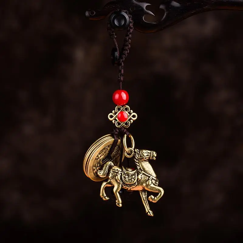 2026 Jahr des chinesischen Sternzeichens Pferd Glücksanhänger Schlüsselanhänger Kupfer Feng Shui Reichtum Schlüsselanhänger Damen Herren Taschenanhänger Schmuck Geschenk – Detail 1