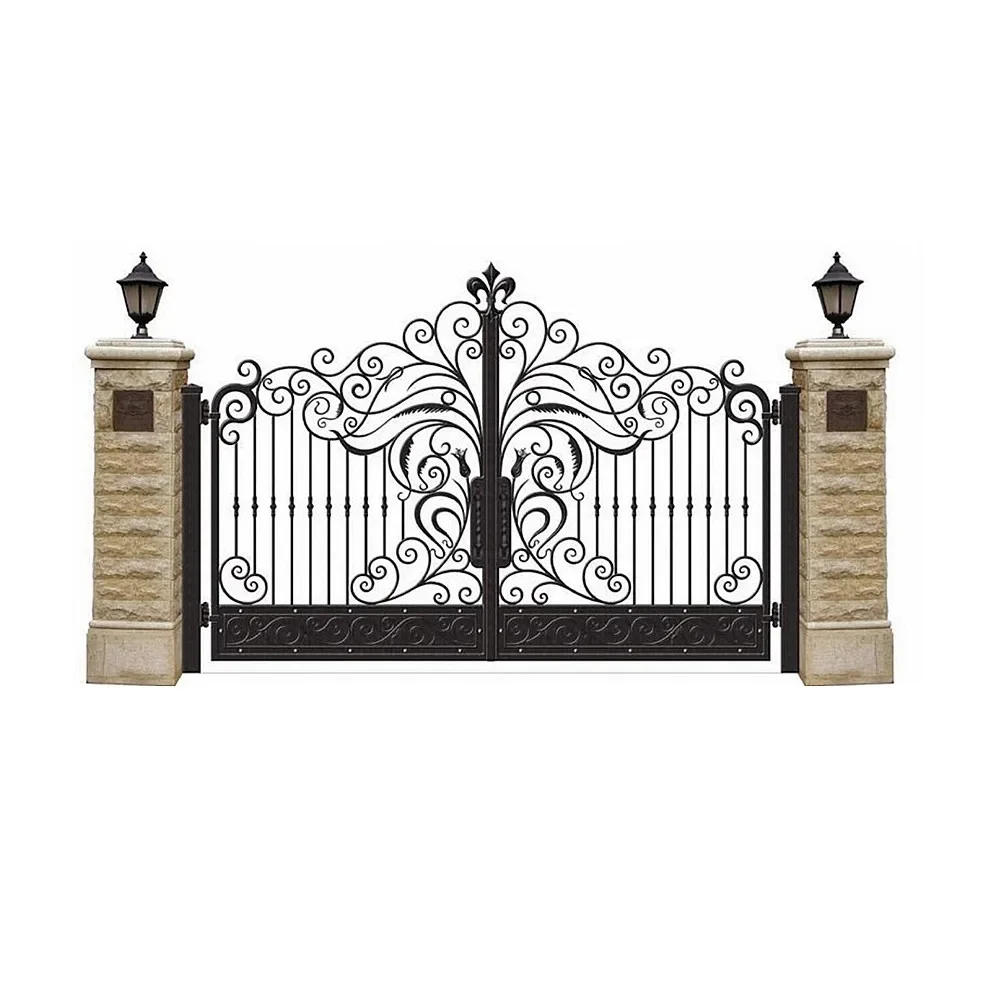 

Garden Gate Outside Door House Galvernised Wrought Iron Gate Design for Home Entrance Gate Exterior Iron Driveway Gate Custom