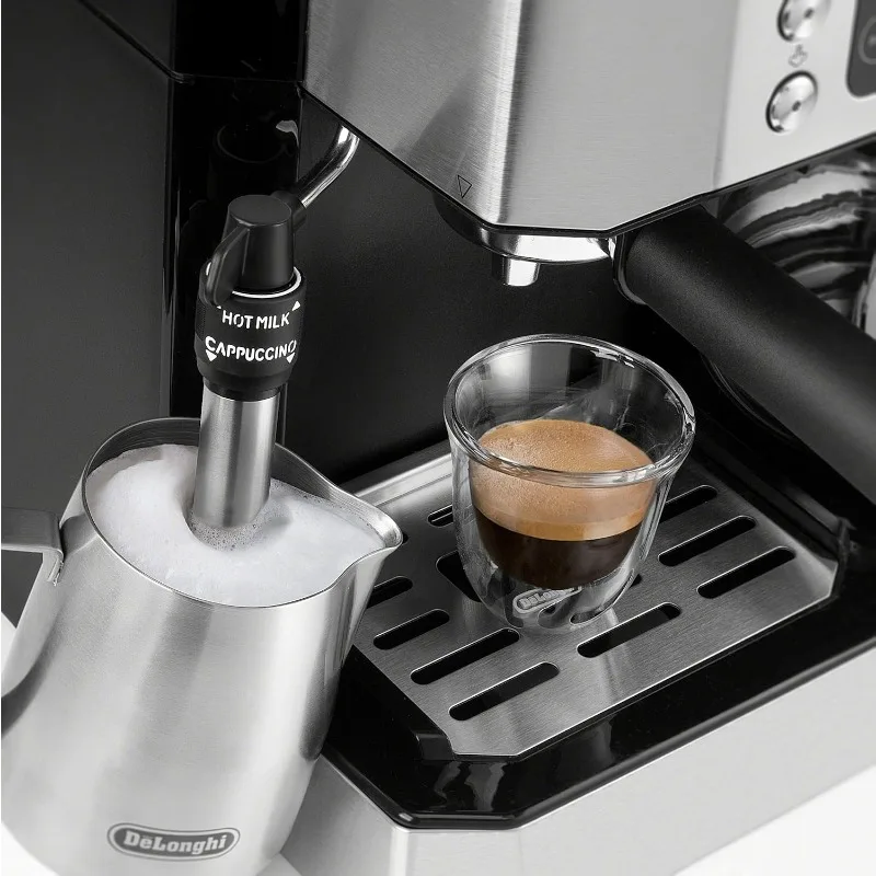 Combination Coffee Maker & Espresso Machine + Advanced Adjustable Milk Frother for Cappuccino & Latte + Glass Coffee Pot 10-Cup 4